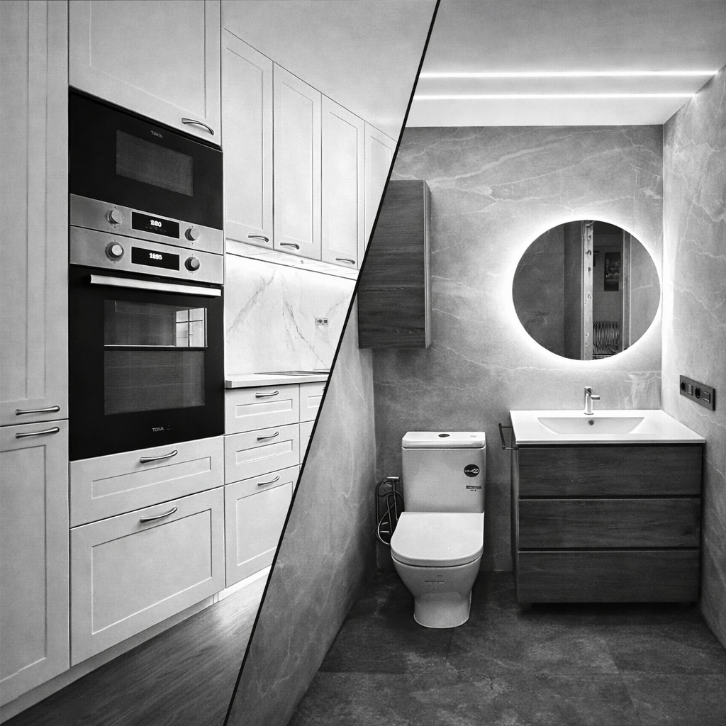 cocina moderna y baño remodelado
